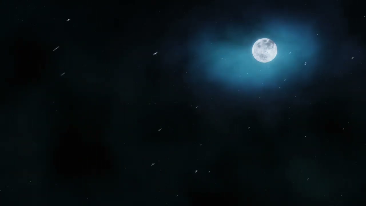 Blustery Howling Winds and Falling Snowflakes At Night Under The Soft Glow of The Moon For Sleep