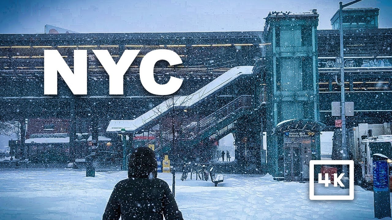 NYC Snow Storm 4K Walking Tour | Queens, NY
