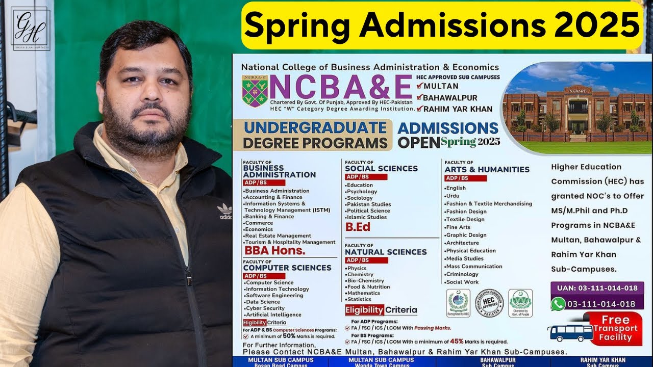 NCBA & E Spring Admissions 2025 | How To Apply In NCBA & E |  Spring Admission Open 2025 | Details