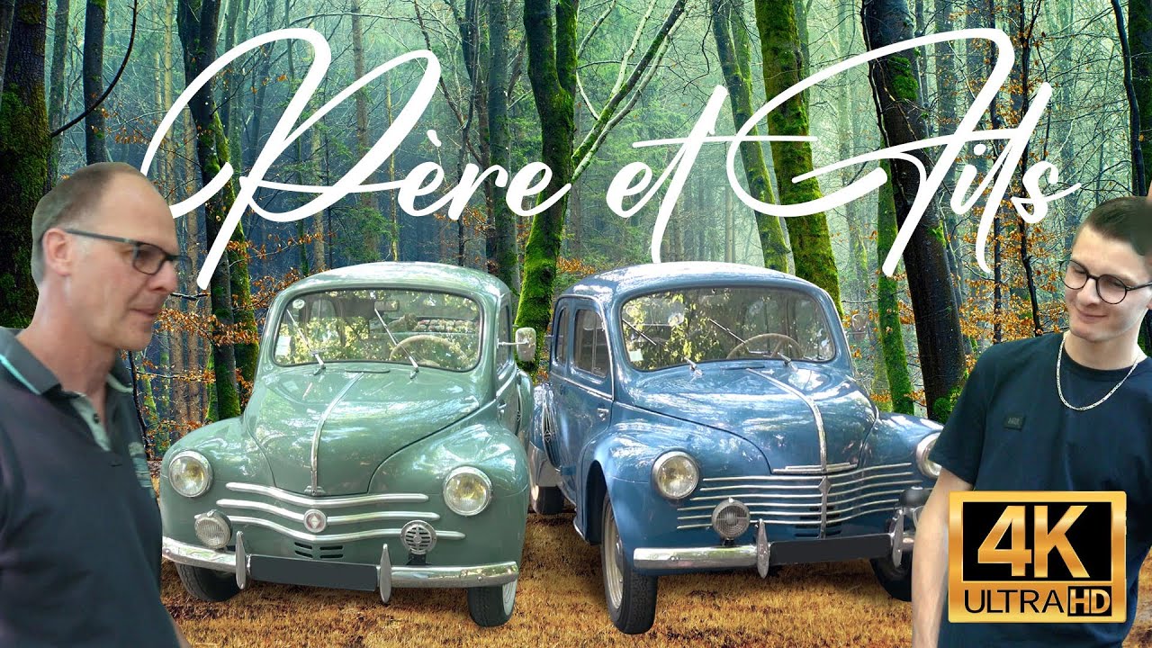 RENAULT 4CV Pêre et fils !! Tous les deux ont leur voiture ancienne