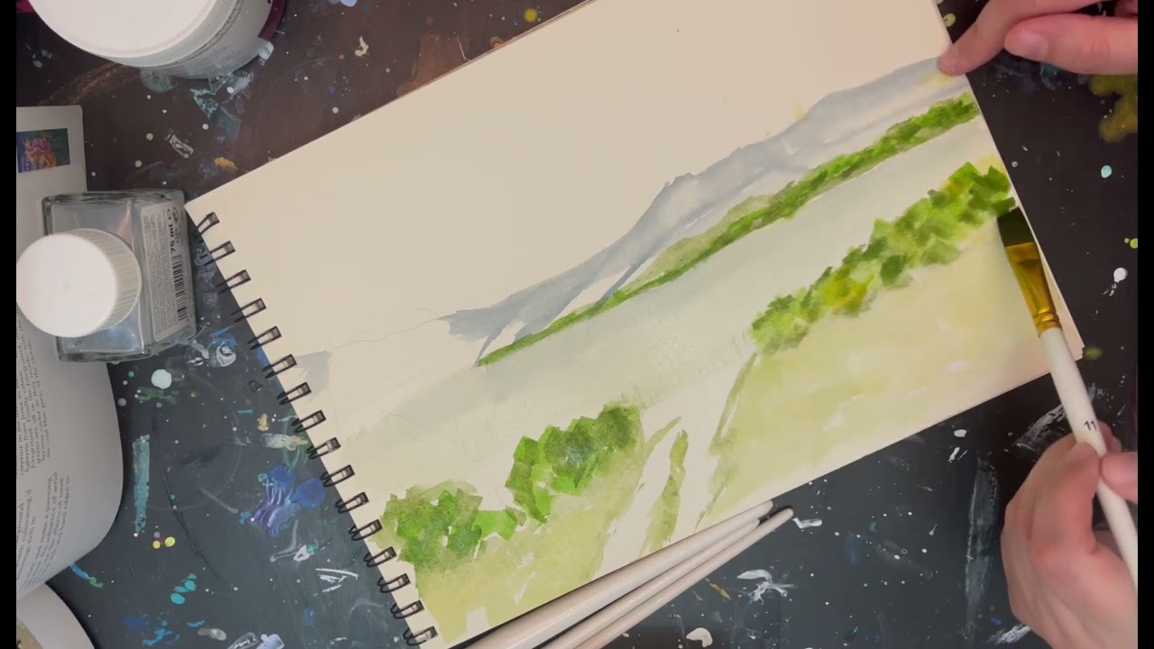 Peaceful Landscape Painting Process | Watercolor & Sketchbook Study