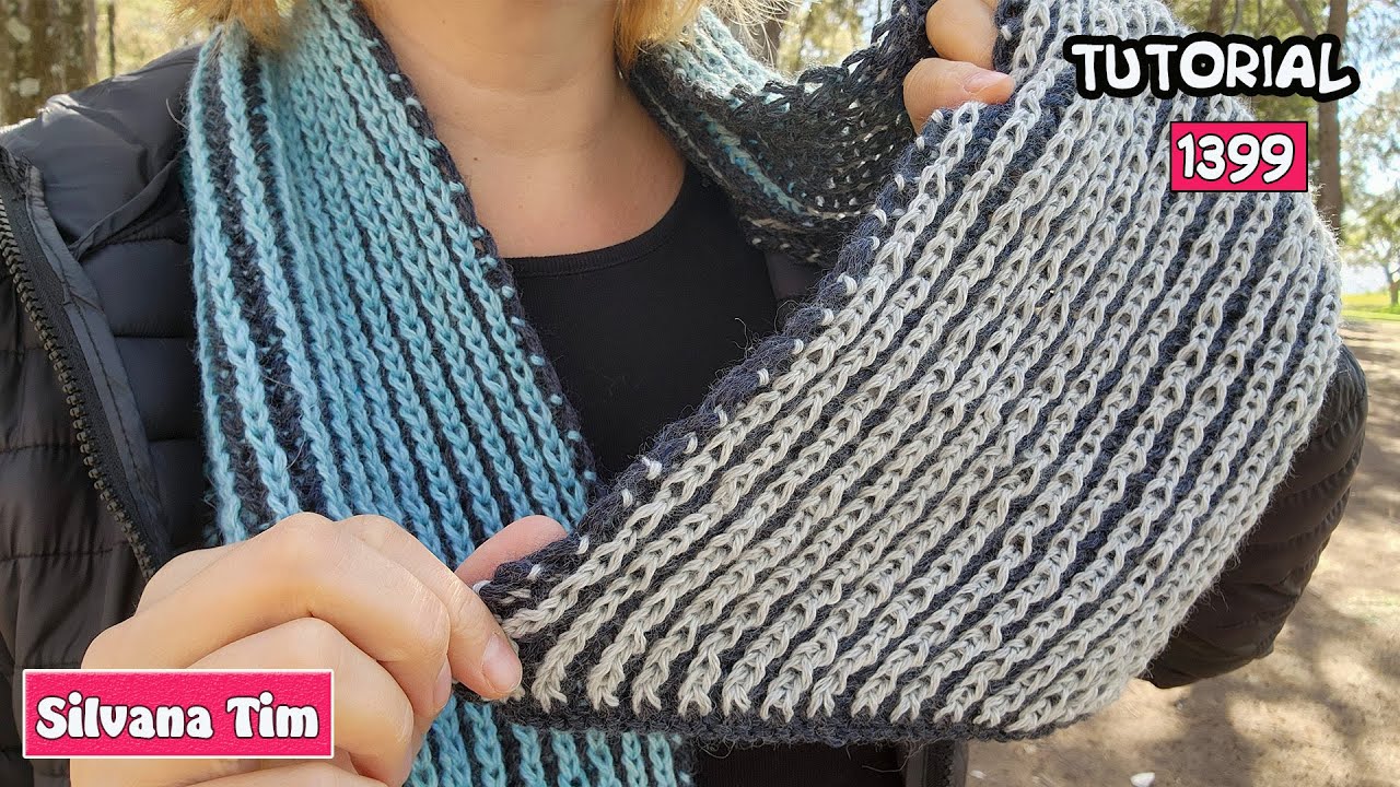 Как связать красивый ШАРФ узором бриошь из остатков шерсти!