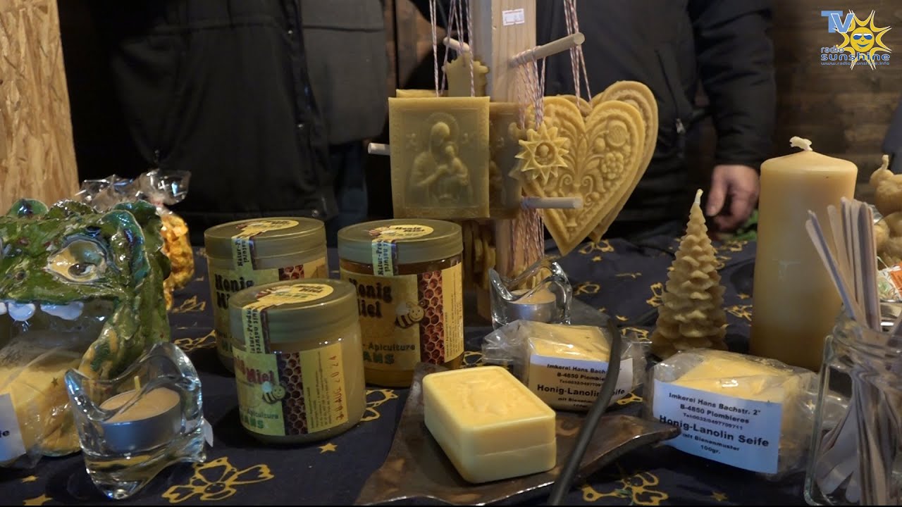 Auf dem Weihnachtsmarkt Kelmis bei Jürgen und Carmen gibt es Honig und Bilder