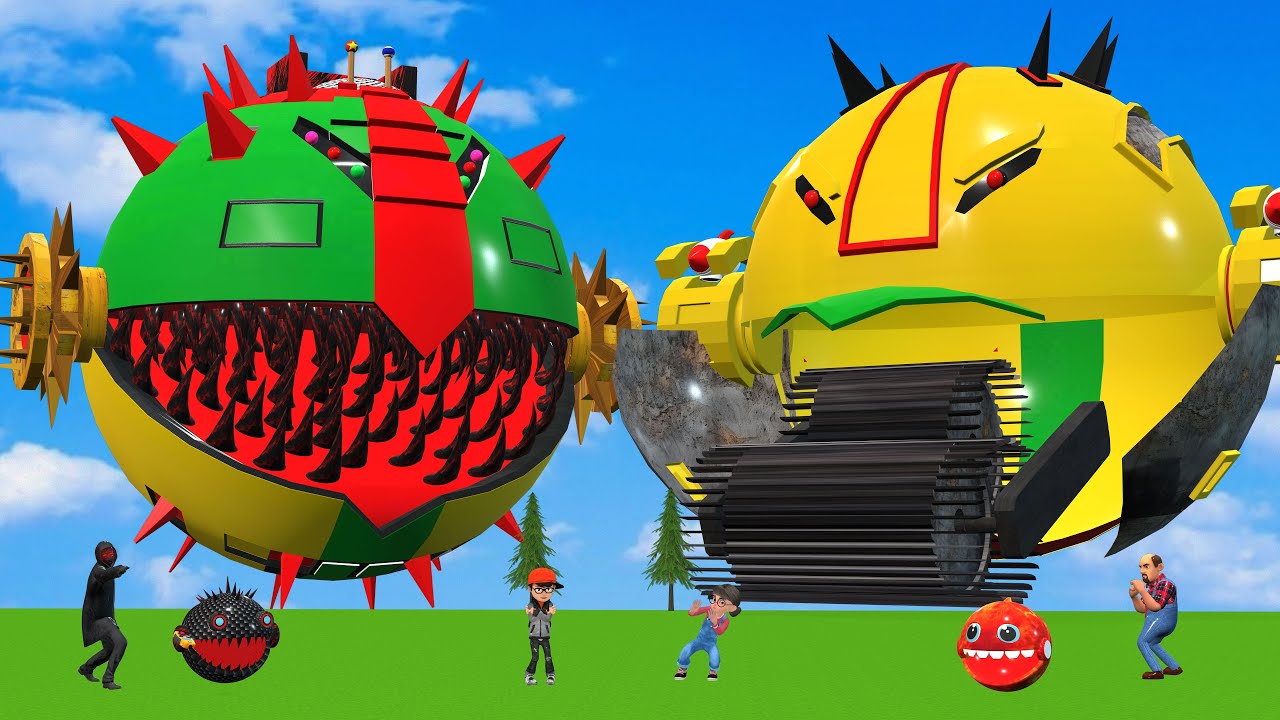 MS PACMAN & NEW RED PACMAN VS TWO YELLOW MONSTER PACMAN FIGHTING IN POKEMON #2025