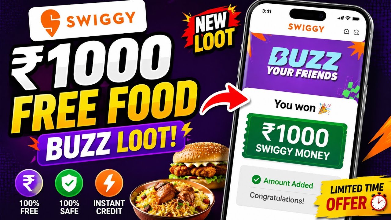 Swiggy ₹1000 Free Food | Buzz Streaks Offer | DigiHaat ₹9 Sale