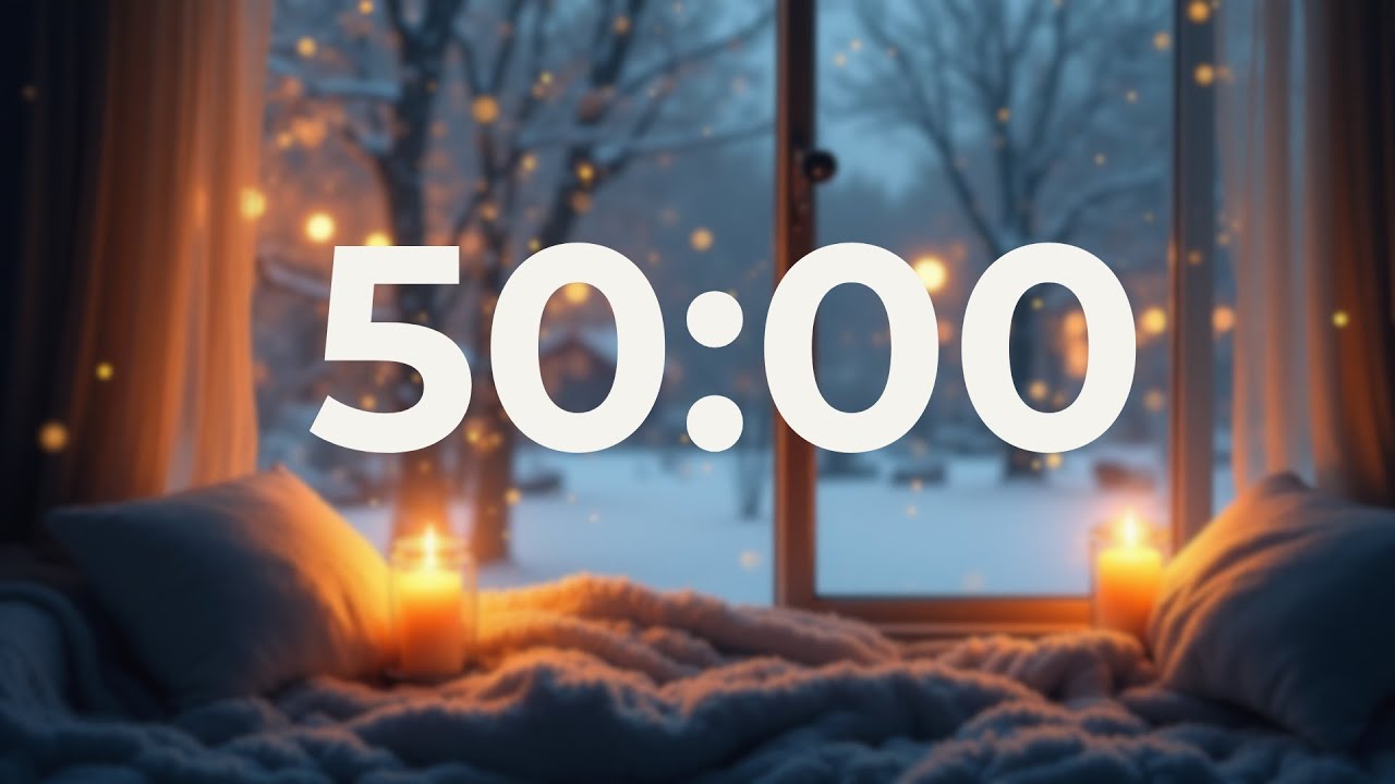 50 Minute Focus Timer (No Music, End Beep) ❄️ Snowy Ambience for 50/10 Rule