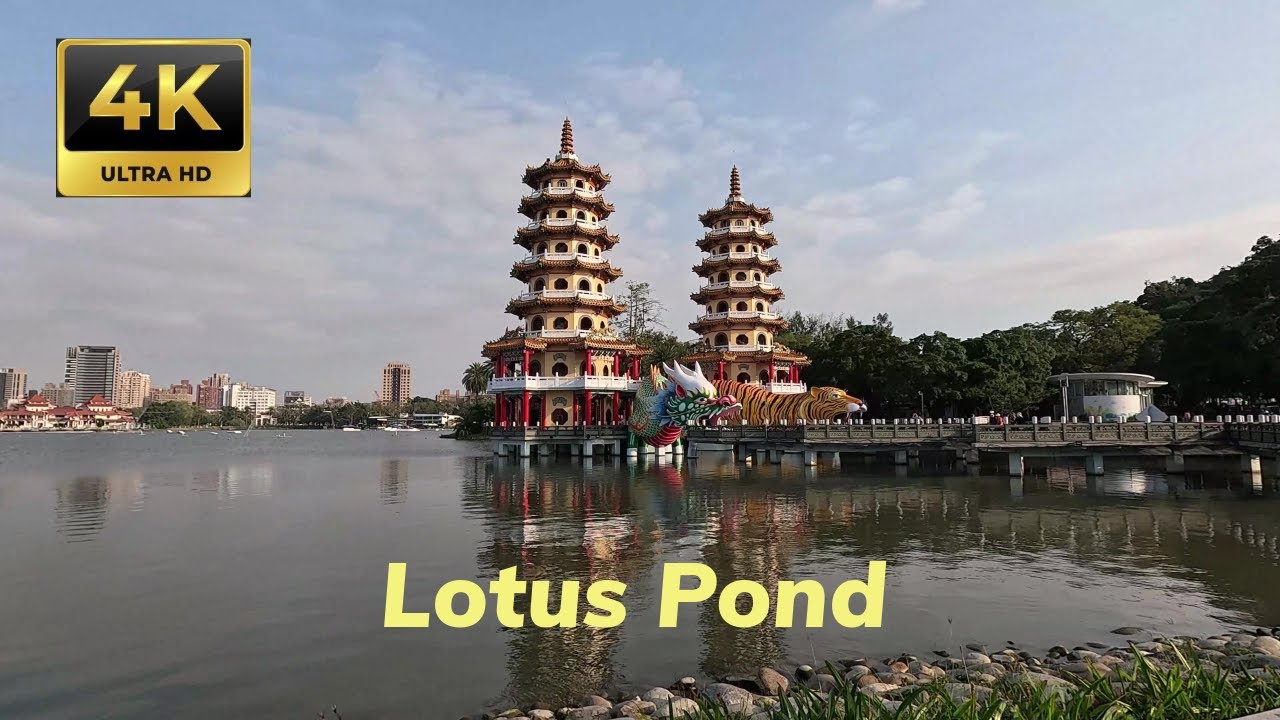 4K Walking Tour | Lotus Pond, Kaohsiung, Taiwan | Beautiful Temple & Scenic Views