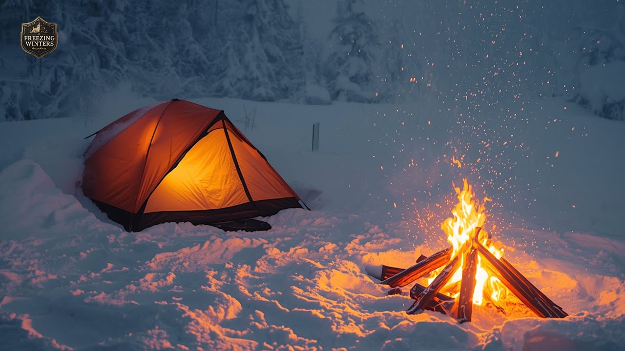 Winter Camping in a Snowstorm ❄️ Cold Wind & Blizzard Sounds for Deep Sleep