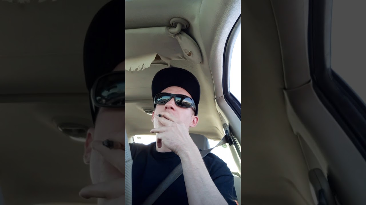 Rushing after work smoking a joint