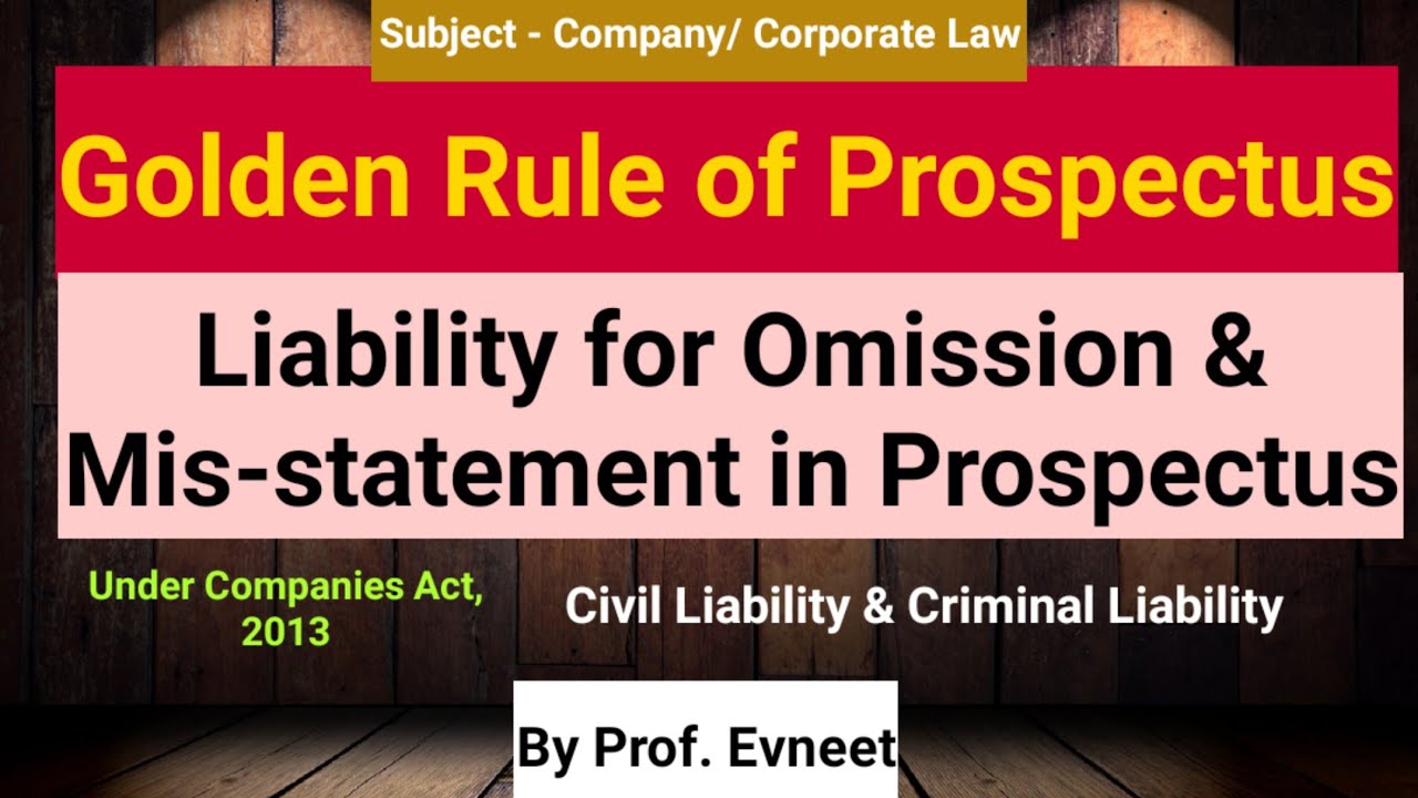 Golden Rule of Prospectus | Omission &  Mis-statement in Prospectus | Company Act 2013