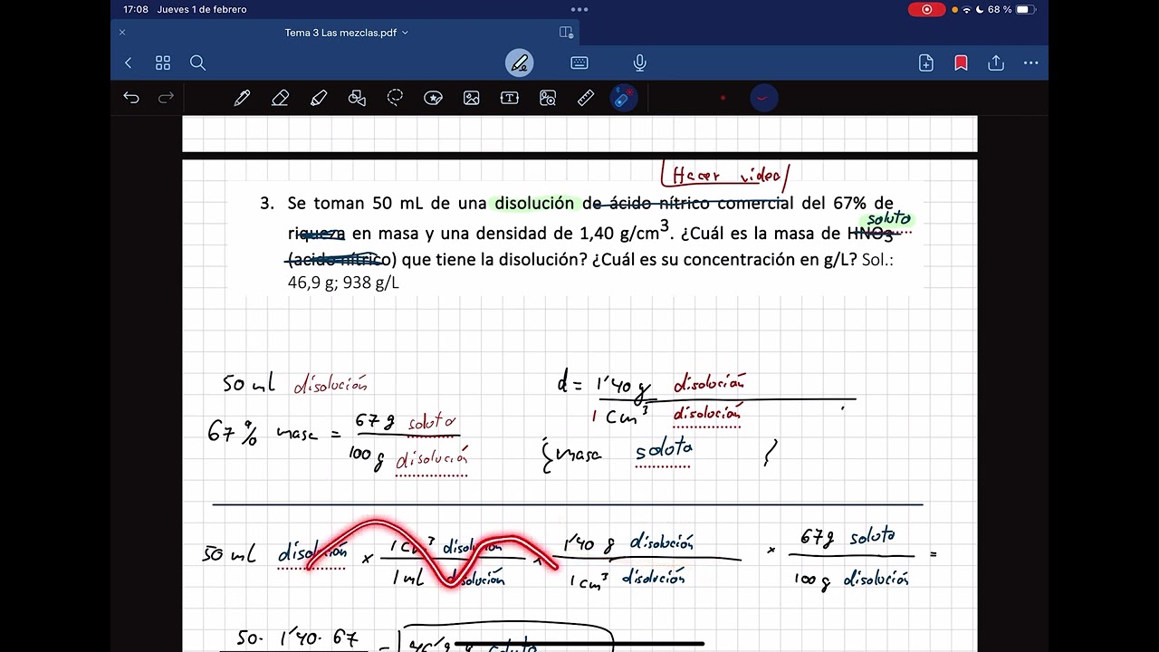 Explicación de cálculo  de disoluciones