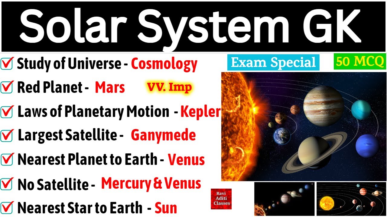 Solar System GK | Solar System important Questions | Solar System related in English | For ssc cgl