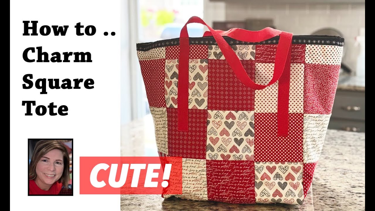 5-inch charm squares ➡ Great Tote! | Easy tutorial for quilted tote bag |