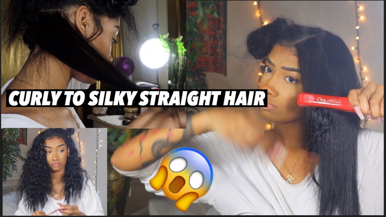 WATCH ME GO FROM CURLY TO STRAIGHT HAIR | AT HOME SILK PRESS !!!