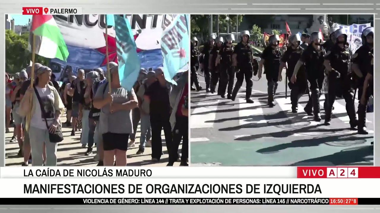 🚨 CAÍDA DE MADURO: TENSIÓN EN LA MARCHA FRENTE A LA EMBAJADA DE EE.UU.