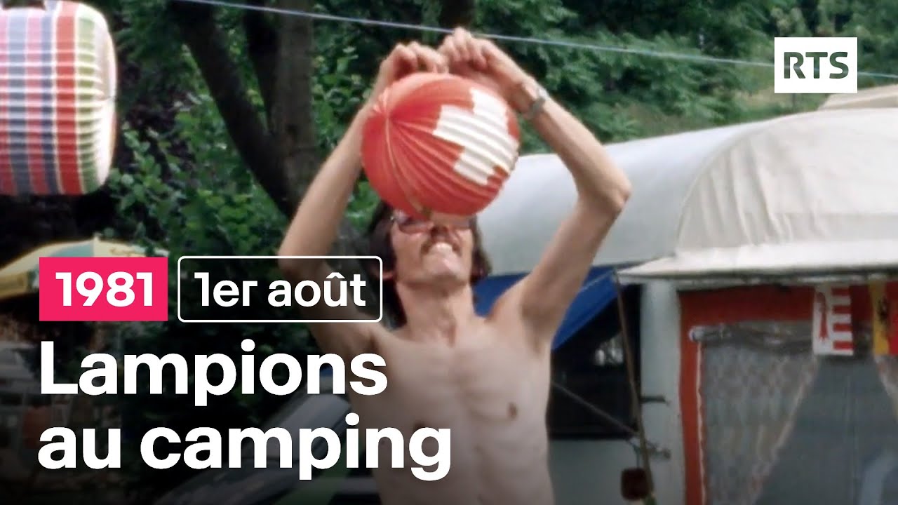 Pour le 1er août, raclettes à et lampions au camping (1981)