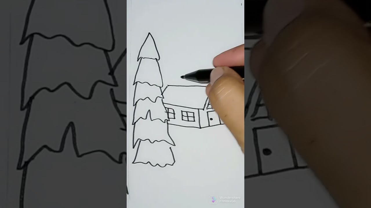 How to draw House and Tree #easydrawing #simpledrawingtutorial #drawing