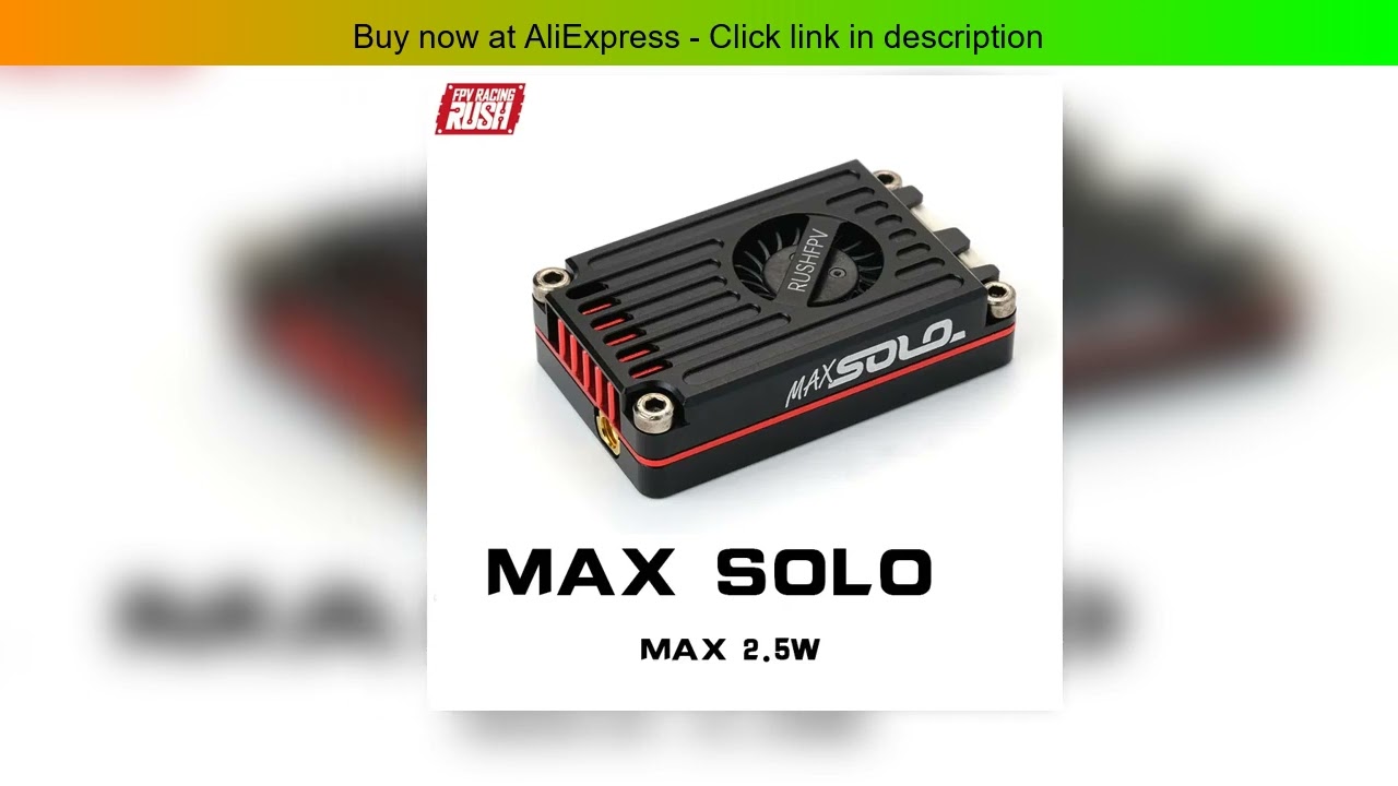 RUSHFPV RUSH MAX SOLO 5.8GHz 2.5W High Power 48CH VTX CNC Shell Built-In Cooling Fan For RC FPV Lon