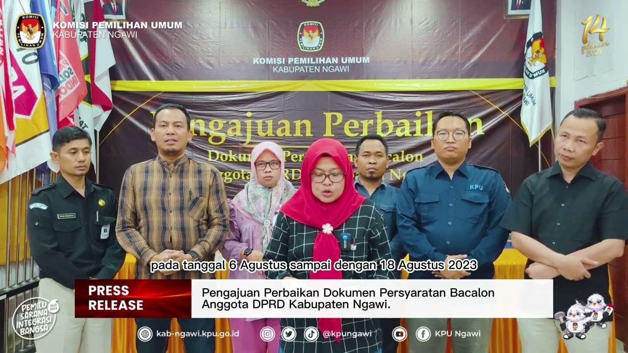 Hingga 9 Juli 2023, 14 Partai di Ngawi Mengajukan Perbaikan Dokumen Bacalon DPRD