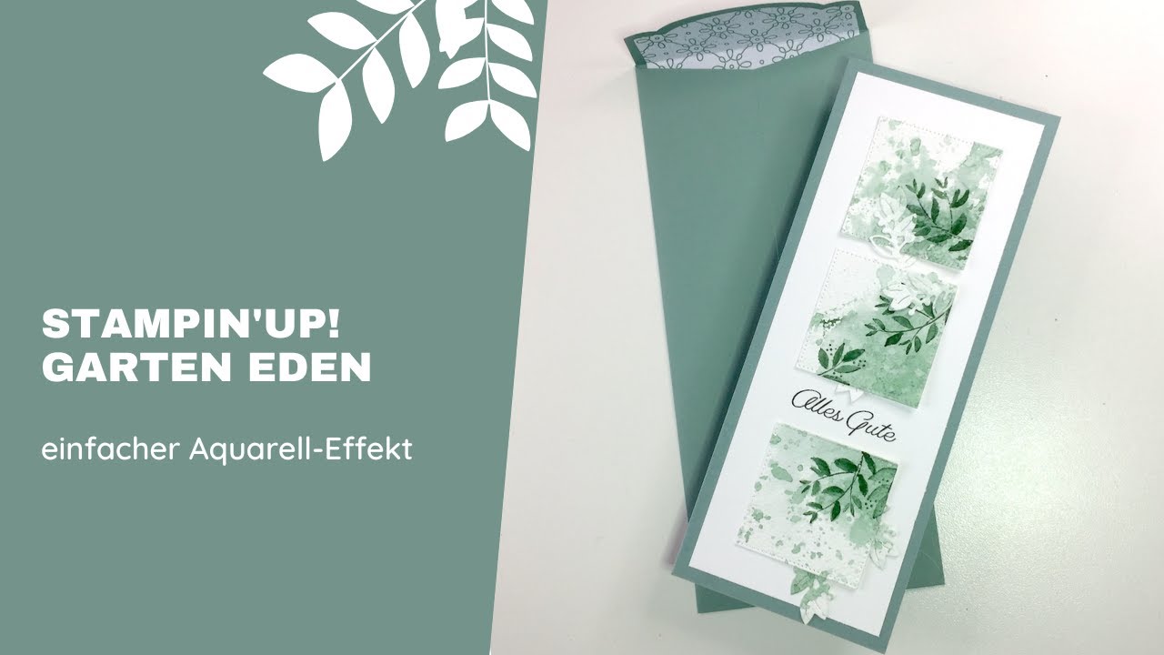 Garten Eden ganz in Grün | Instahop Stempelbuddies | Anleitung Aquarellhintergrund