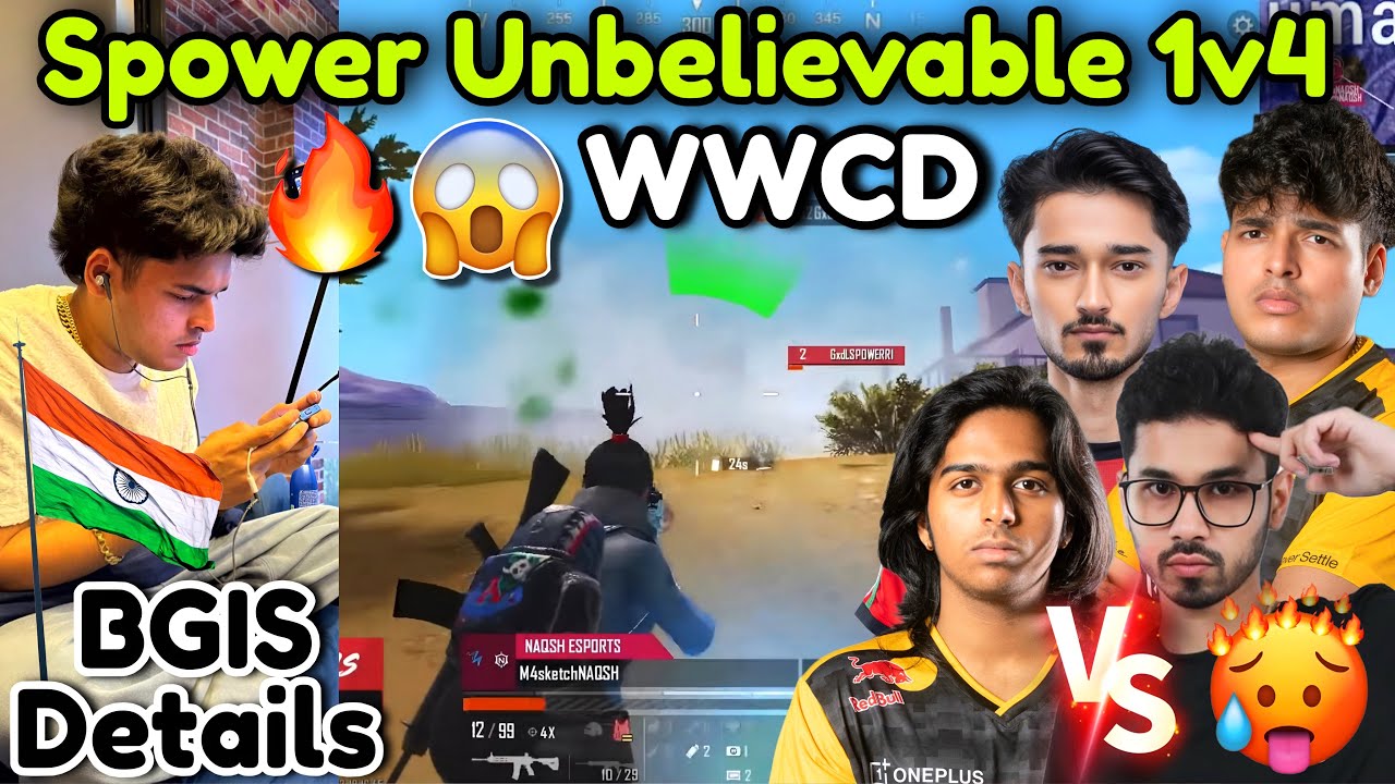 🇮🇳GODL BGIS Match Details 🚨 Spower Unbelievable 1v4 End Zone WWCD🥶 Saumraj vs Spower 😱