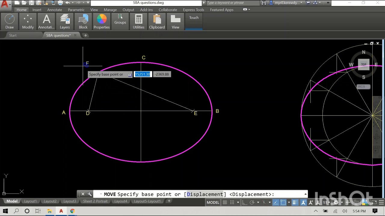 Учебное пособие по Autocad: построение касательной к эллипсу и самый простой способ найти фокусы....