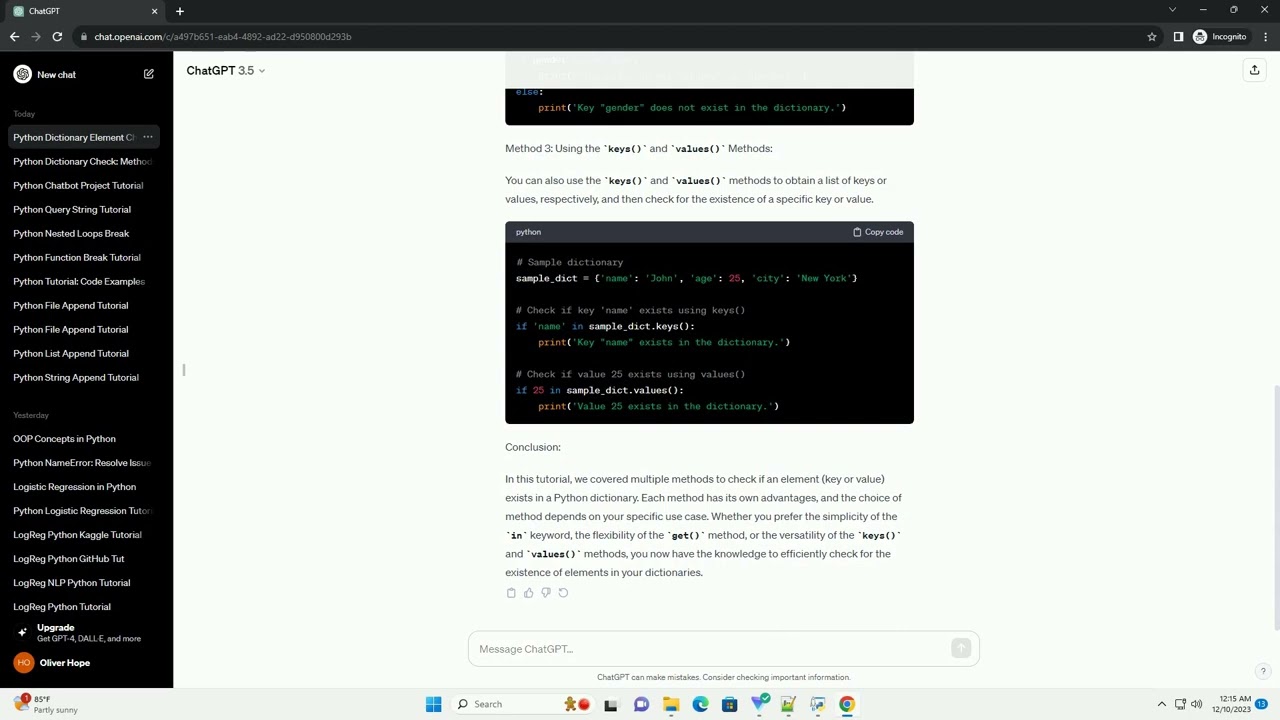 python check if element in dictionary exists