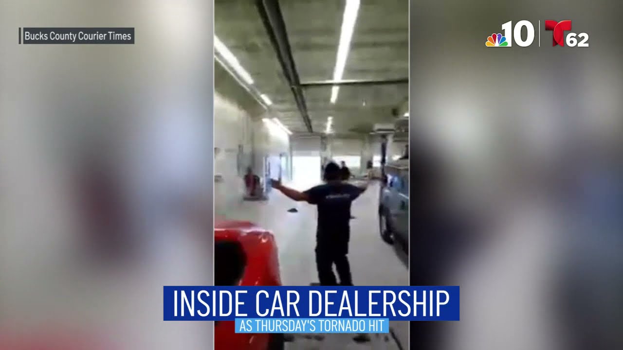 Watch: Harrowing Moments Inside Bensalem Car Dealership as Tornado Strikes | NBC10