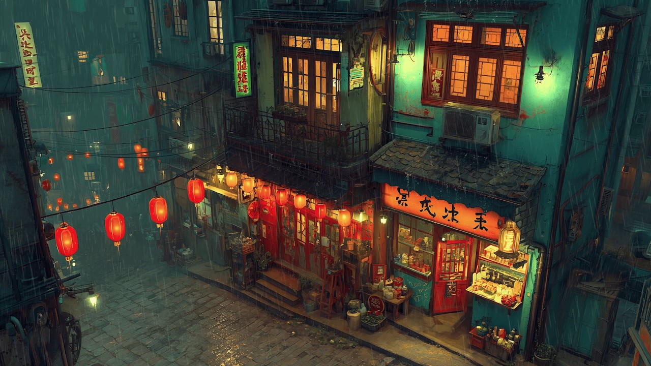 Backstreet Rain in 1990s Kyoto 🌦️ Lofi Hip Hop & Chillhop | Rainy Ryokan Ambience