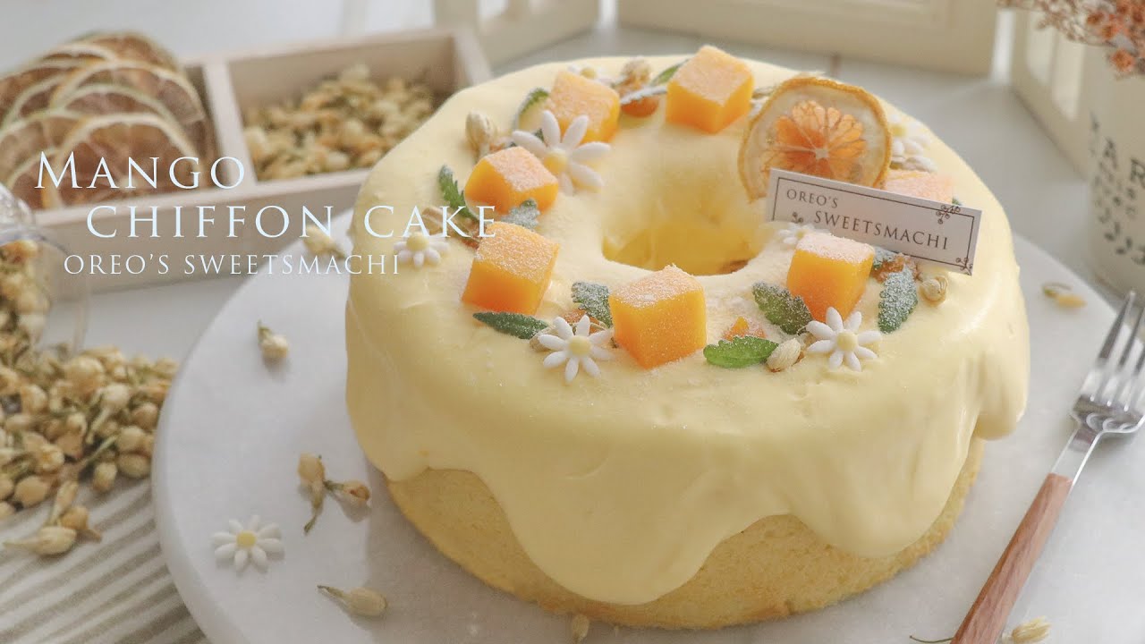 芒果奶蓋戚風蛋糕  簡單卻好吃到升天 How to make mango chiffon cake