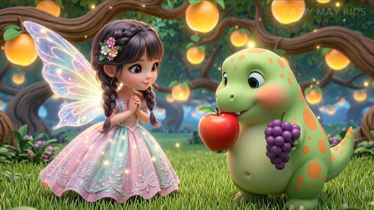 The Hungry Dinosaur Friend! ✨🍎 Learn about fruits and friendship | May the Fairy 3D Animation