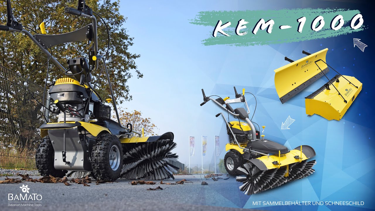 BAMATO Kehrmaschine KEM-1000 mit Sammelbehälter und Schneeschild
