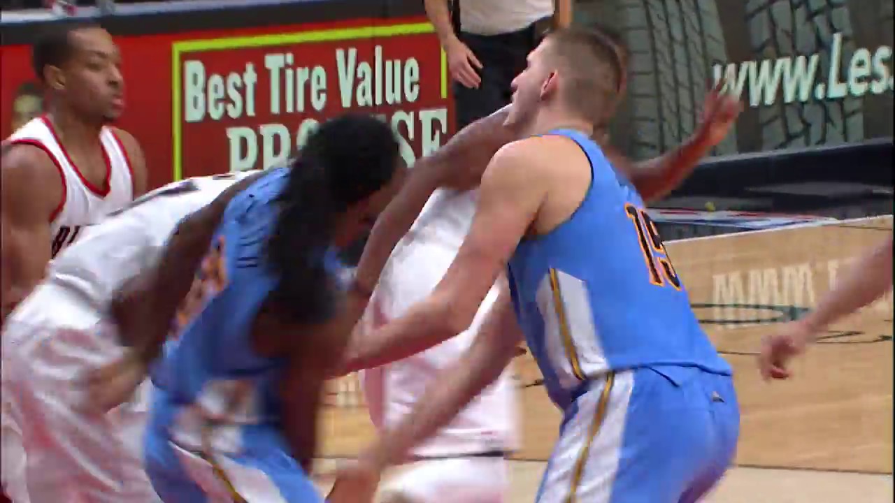 Ed Davis with the Block Against the Denver Nuggets