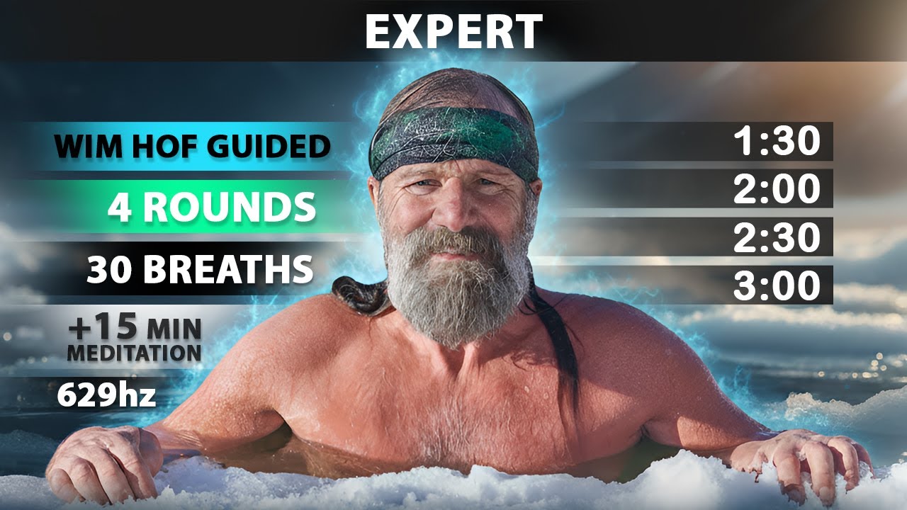 Expert Wim Hof Guided Breathing | 4 Rounds - 30 Breaths | 15 min Meditation | 629hz