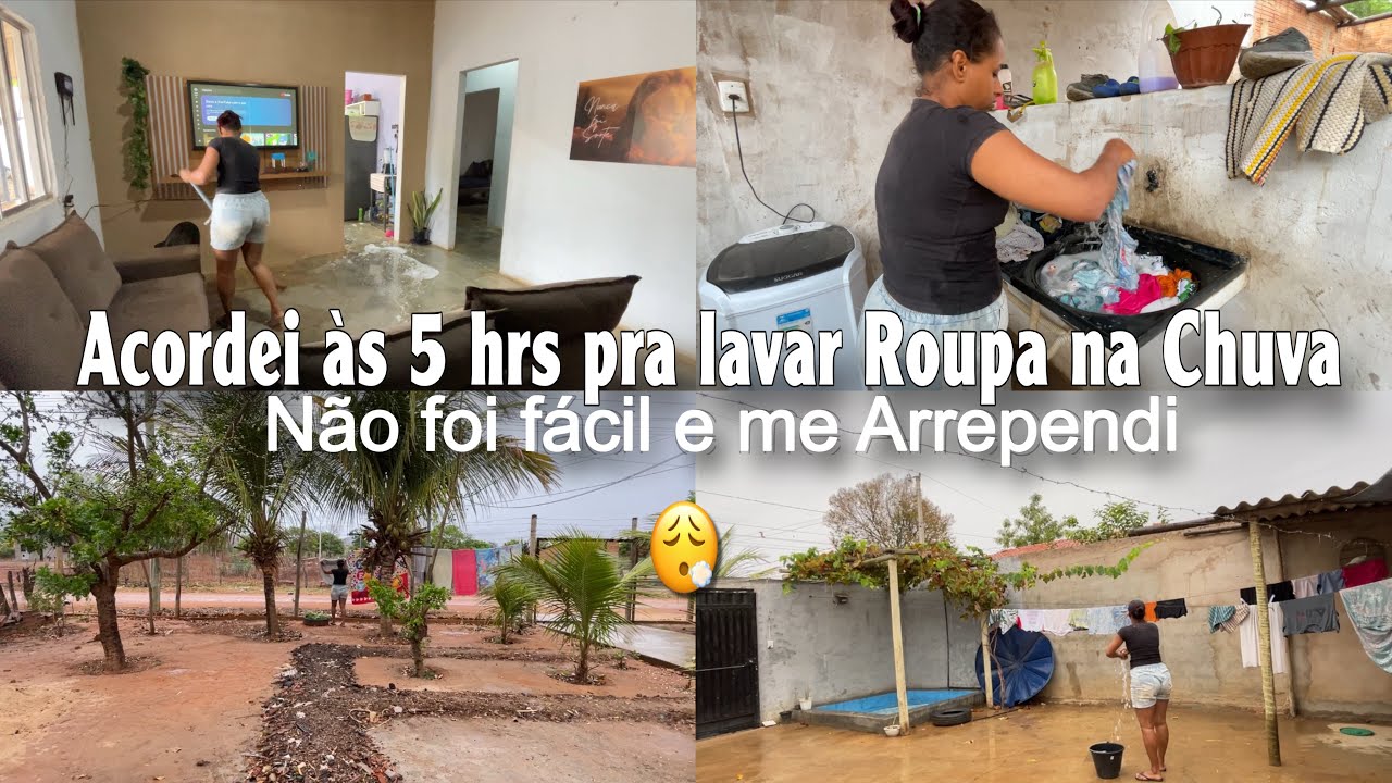 Acordando as 5 hrs da Manhã pra Lavar Roupas na Chuva🌧️// Não foi Fácil e me Arrependi 