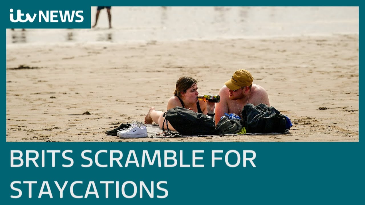 UK's domestic holiday hotspots fully booked as Covid lockdown eases | ITV News