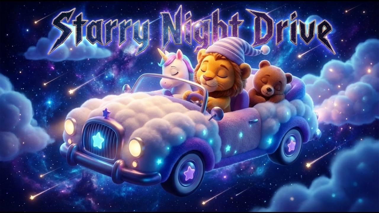 【夜泣き対策】車に乗った瞬間寝る魔法 🚗 Starry Night Drive (Engine Sound & Lullaby) 赤ちゃん 寝る 音楽
