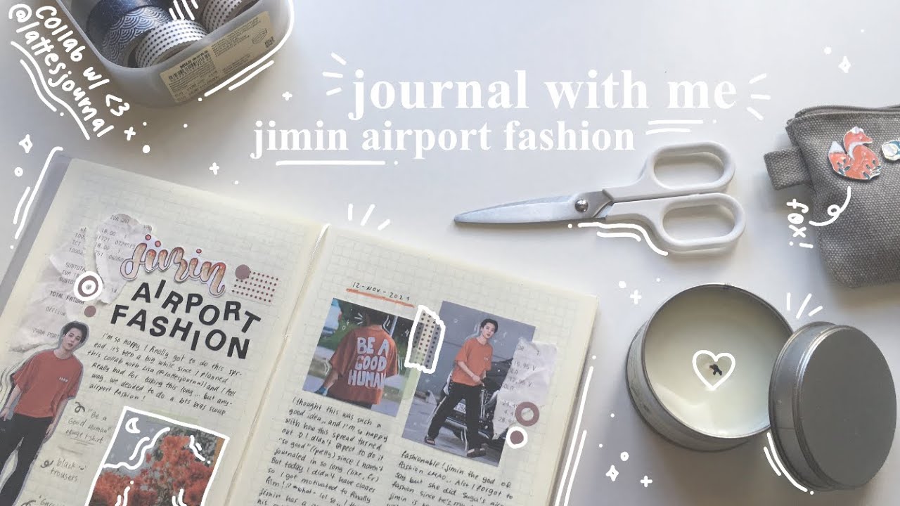 kpop journal with me — jimin airport fashion — (collab w/ lattesjournal)