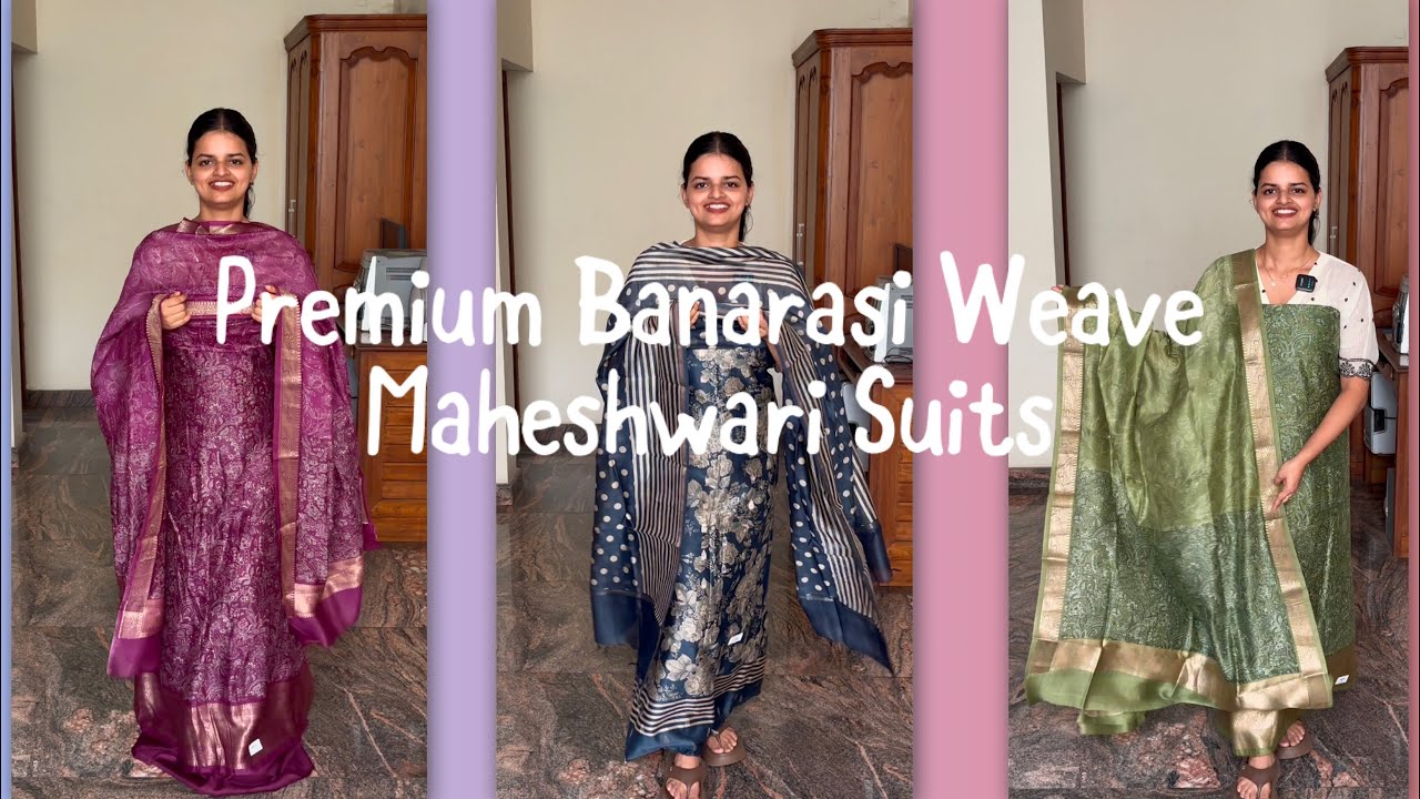 EPI 497|PURE MAHESHWARI SILK SUITS WITH BANARASI WEAVE|CLASSY & PREMIUM SUITS#silksuit @curatedvault