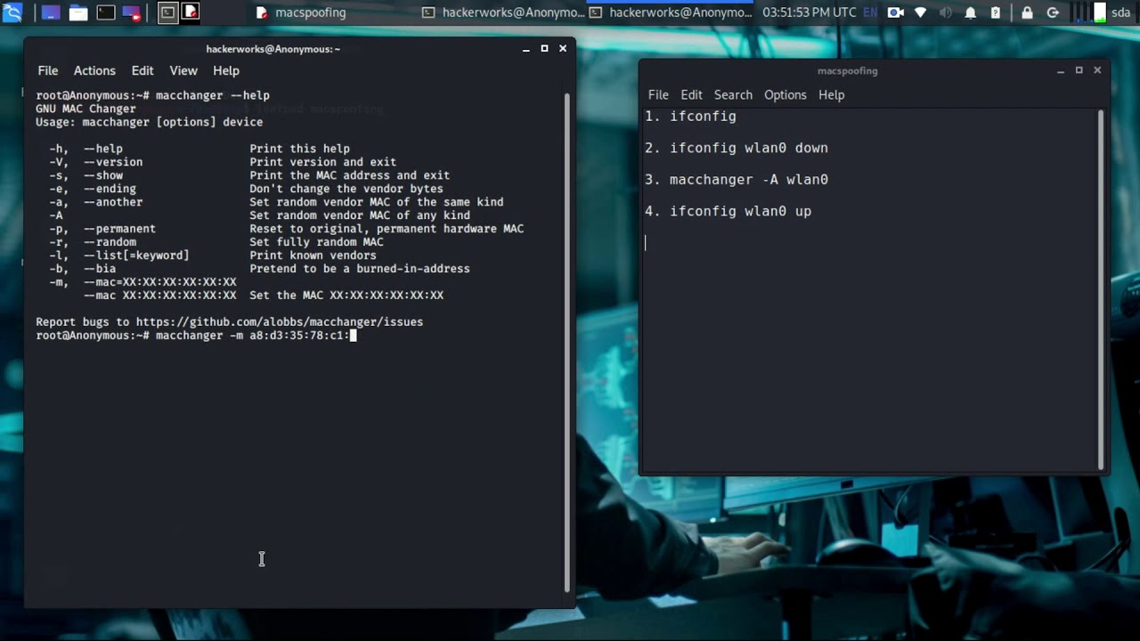 Mac Spoofing using macchanger in kali linux