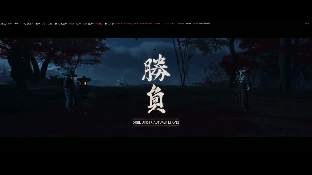 Gameplay Recording: Ghost of Tsushima on linux/wayland (4) - Duel under automn leaves