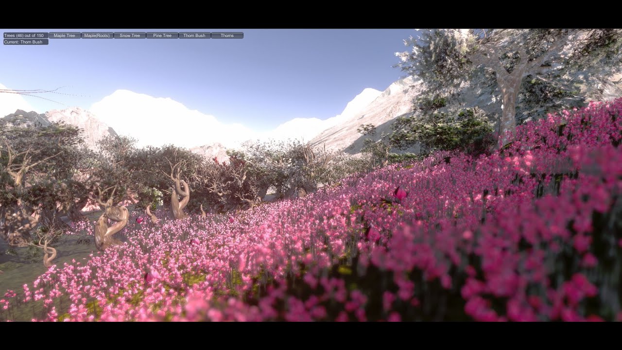 InfiniTREE PRO massive Forest test with full shadows max distance. Run time planting of forest areas