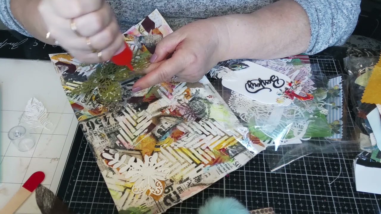 #tuto d'une Pocket letter avec un fond patouille en mixed média