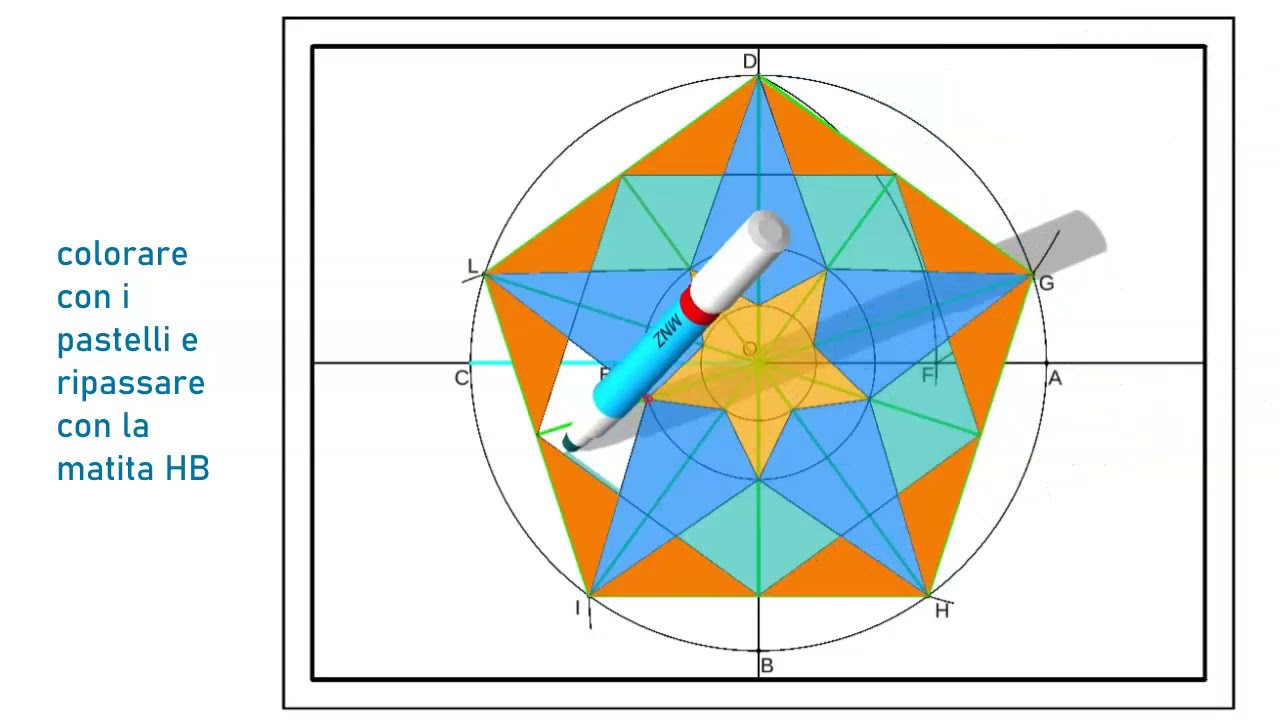 Motivo decorativo sulla struttura del pentagono regolare