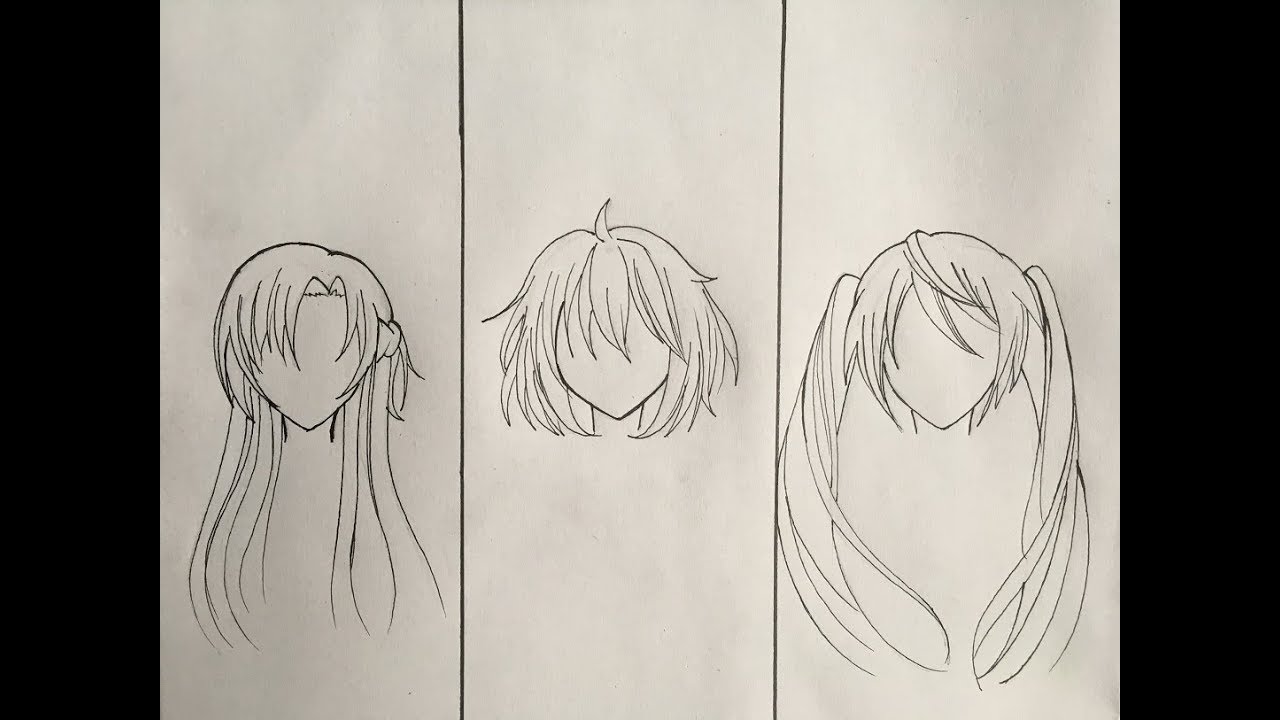 How to draw female anime hair [slow tutorial] three styles