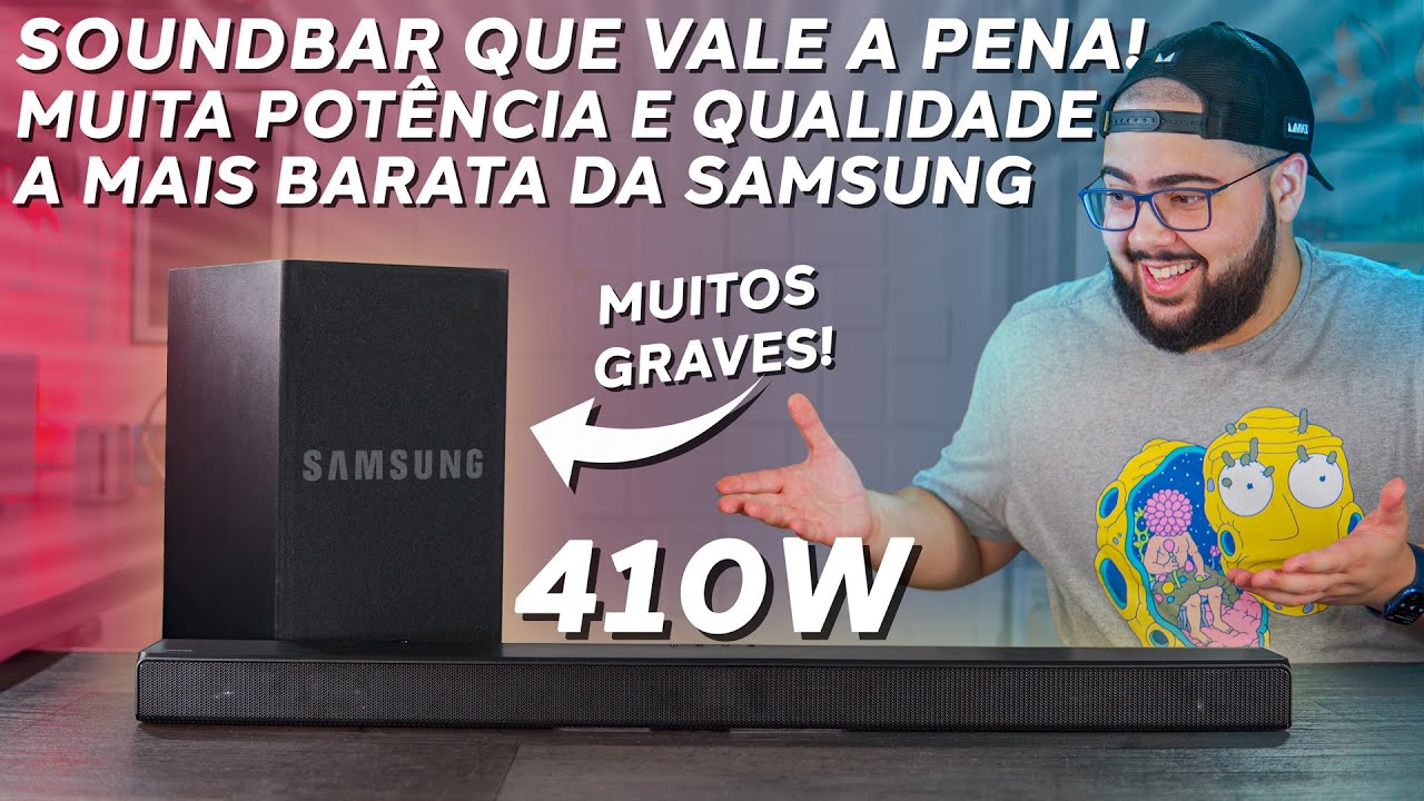 SOM DE CINEMA EM CASA! Soundbar com ÓTIMO PREÇO! Subwoofer com Muitos Graves e Potência! SamsungA555