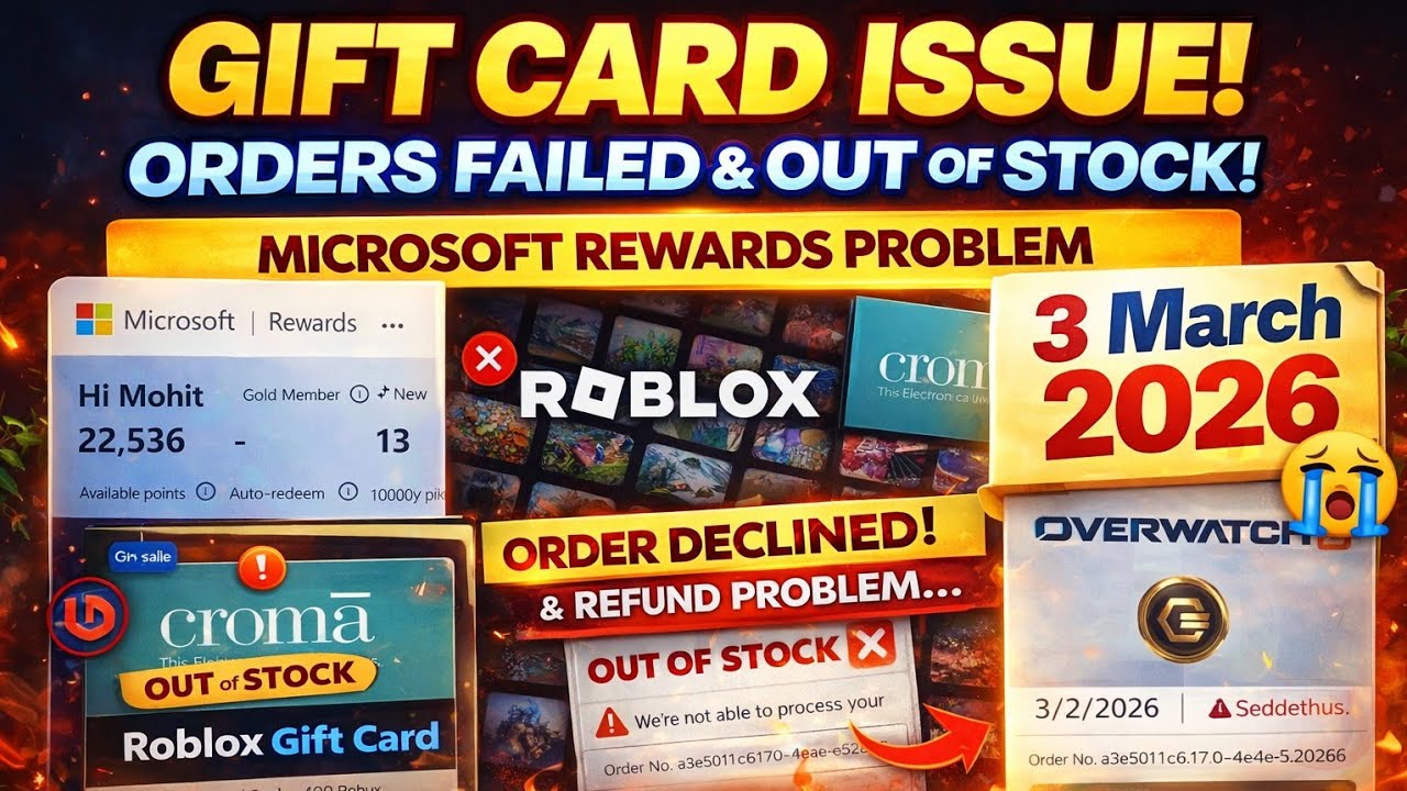 Microsoft Rewards Overwatch Gift Card Order DECLINED | Redeem In-Progress|Croma Cards Out of Stock| 