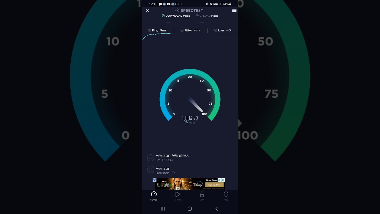 1900 mbps 5G ultra band internet speed test
