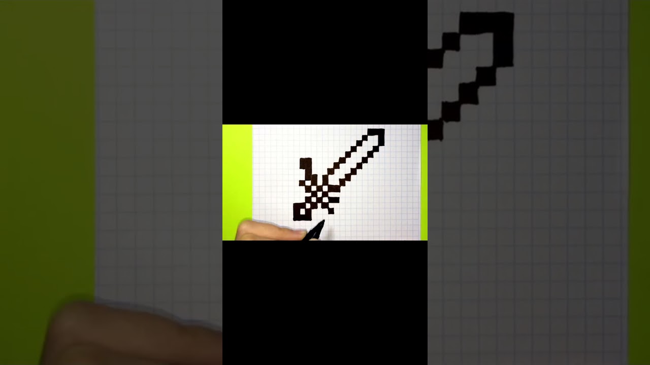 How to Draw the Triple Sword of God from Minecraft using Cells &hearts; Pixel art ST #draw  #sword #god