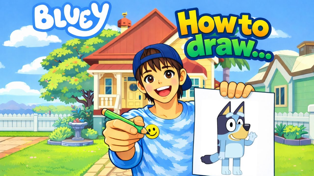 HOW TO DRAW BLUEY! (EASY FOR KIDS!)
